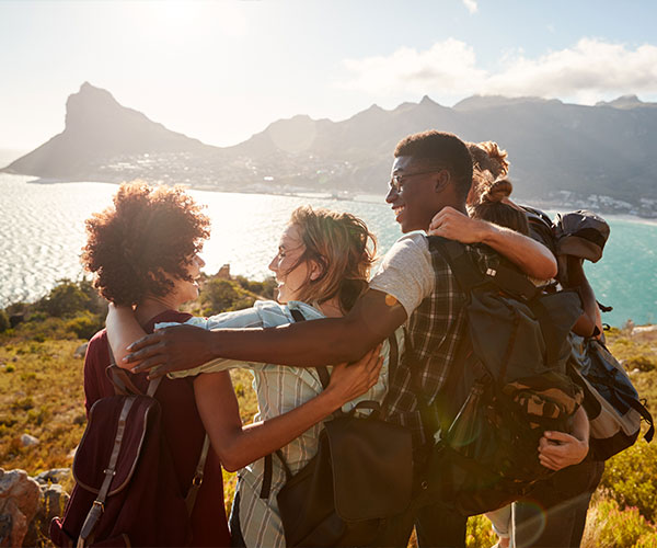 Friends enjoying a coastal view together